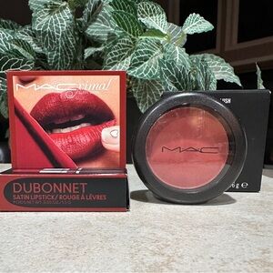 MAC Dubonnet Satin Lipstick (mini)and Burnt Pepper Blush (fullsize) Authentic